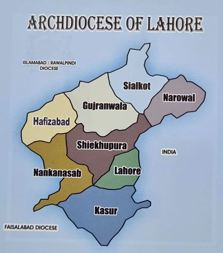 Map archdiocese of Lahore